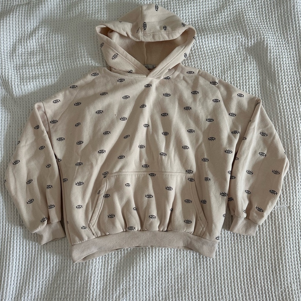 ADIKA Beige Eye Print Pullover Hoodie
